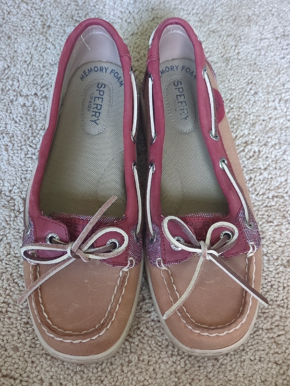 Sperry Women's Two-Tone Boat Shoes in Maroon and Tan
